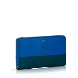 Celine Large Zipped Multifunction Bicolor Leather Wallet