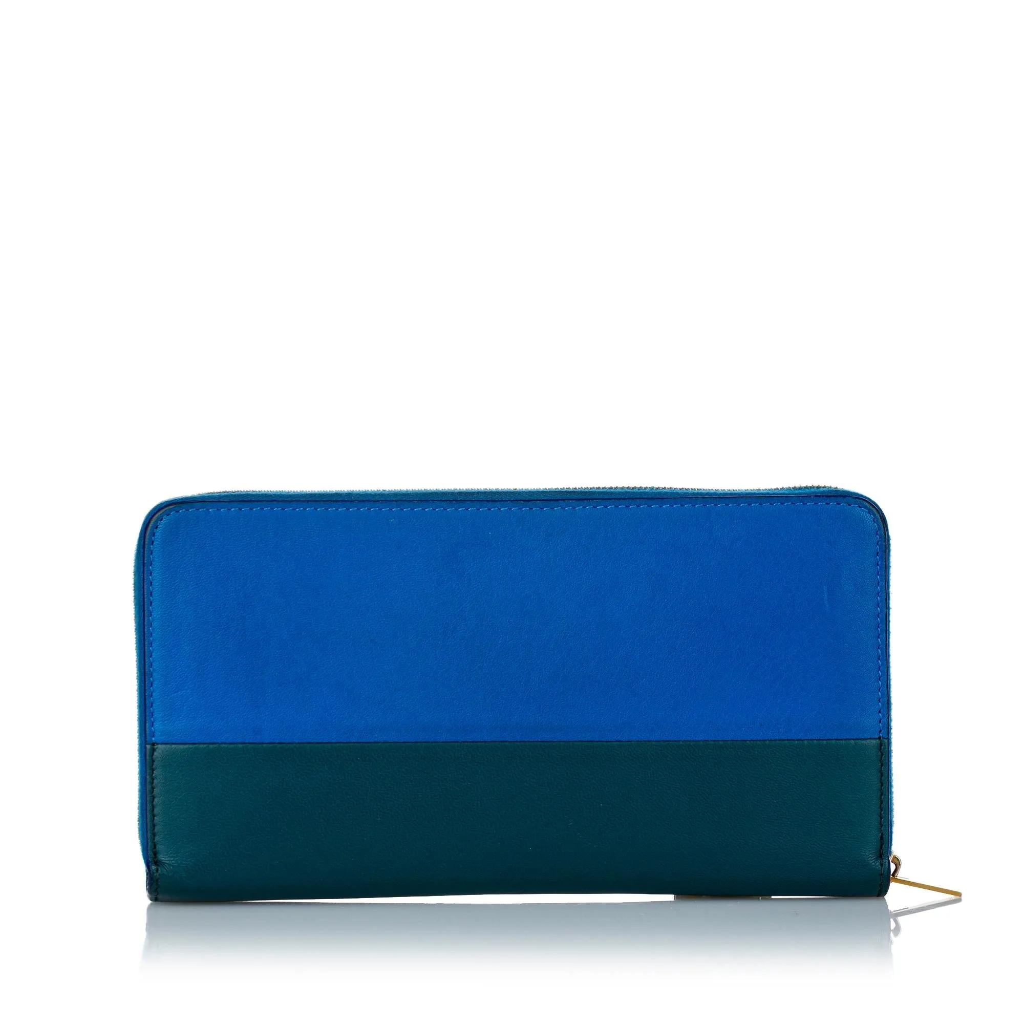 Celine Large Zipped Multifunction Bicolor Leather Wallet