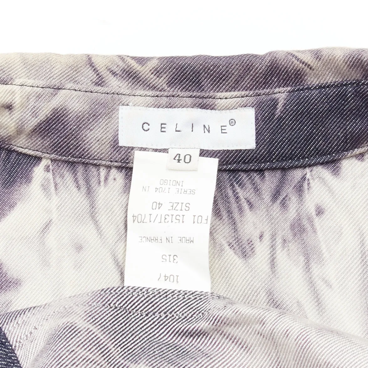 CELINE Vintage 2000 indigo blue cream print cotton silk denim vest jacket FR40 L