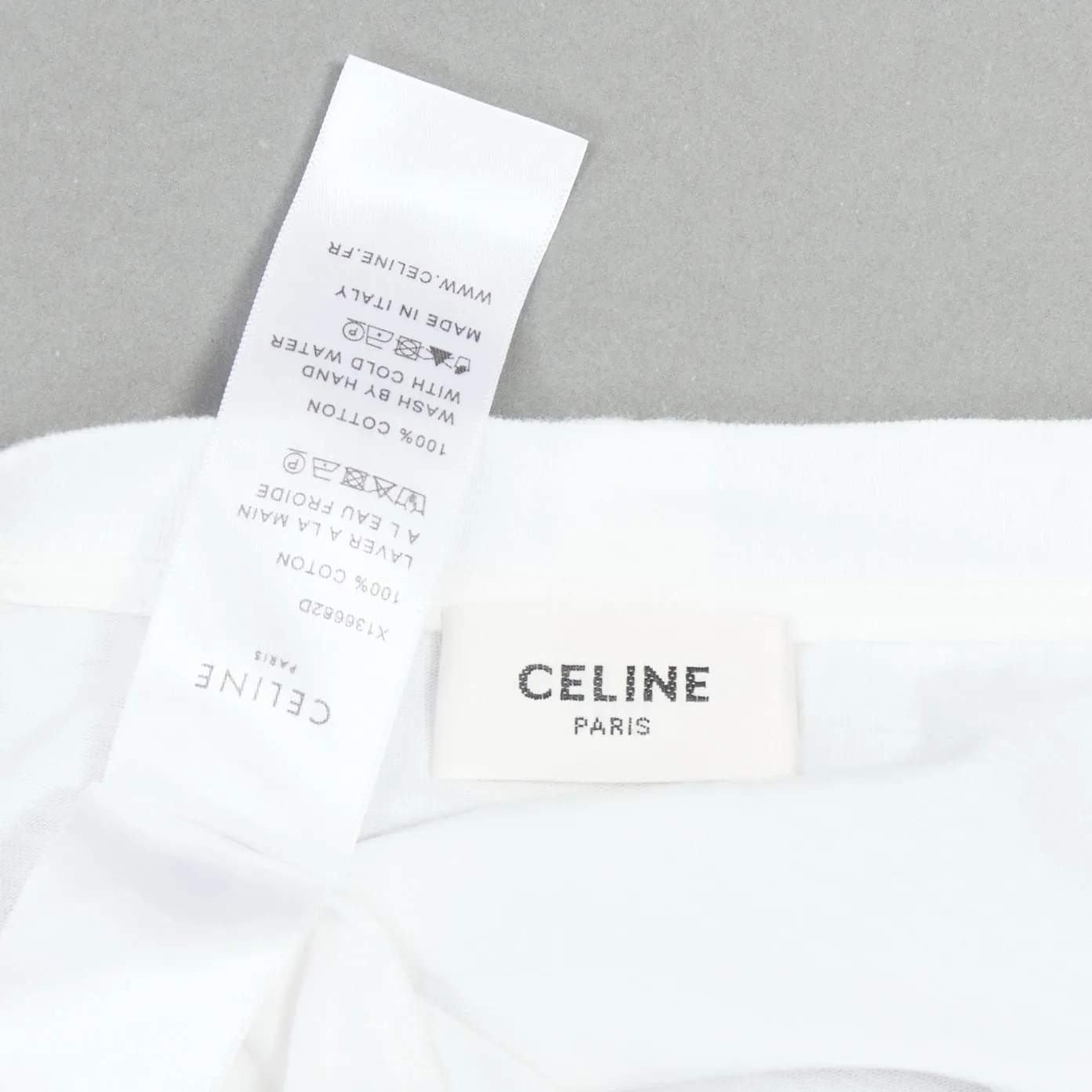 CELINE white cotton blue big C logo varsity cropped tshirt S