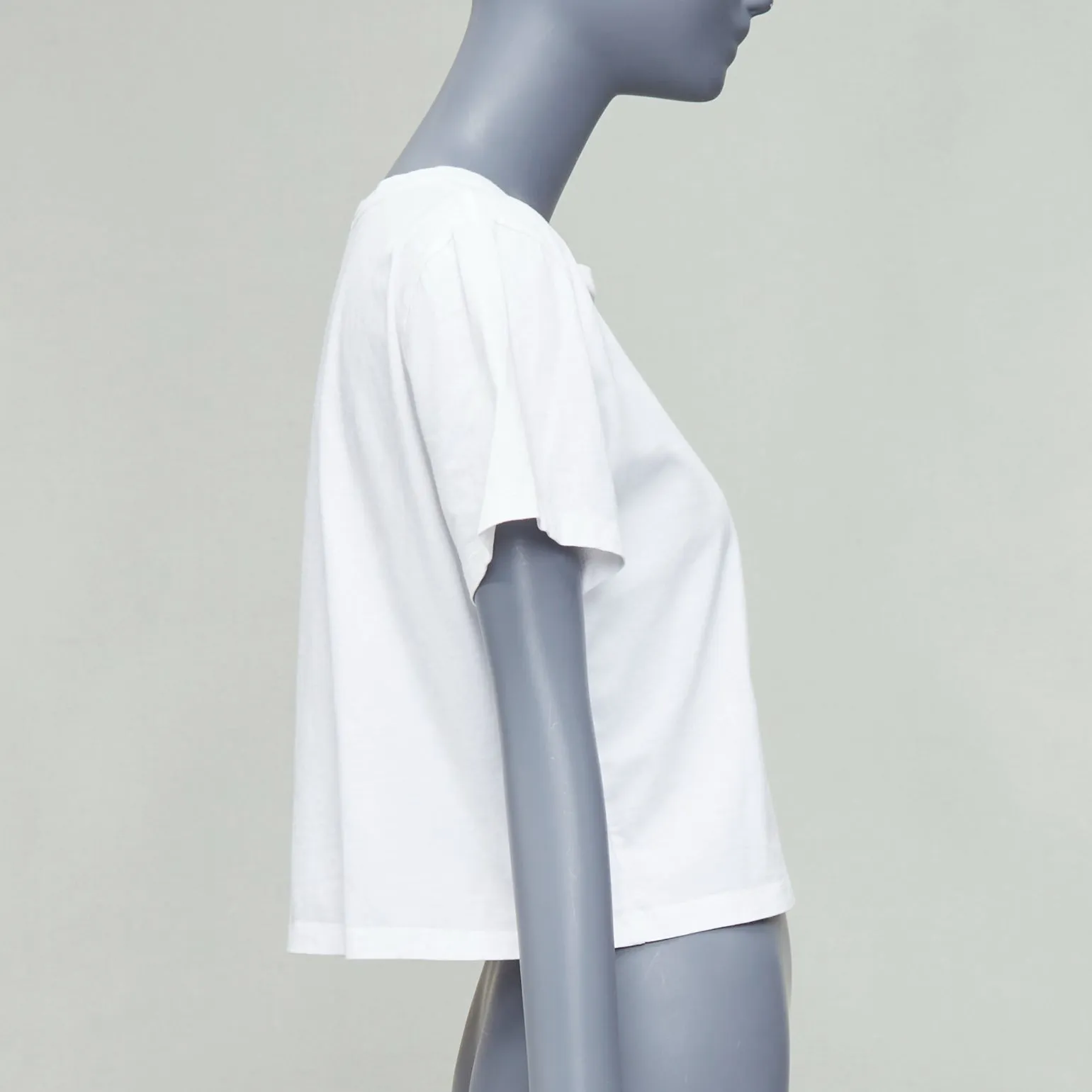 CELINE white cotton blue big C logo varsity cropped tshirt S