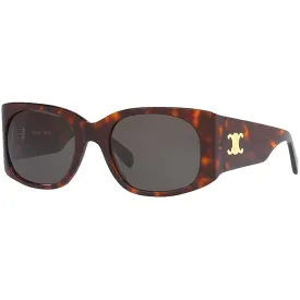Celine Women's Sunglasses - Grey Lens Dark Havana Rectangular Frame | CL40211I 52A