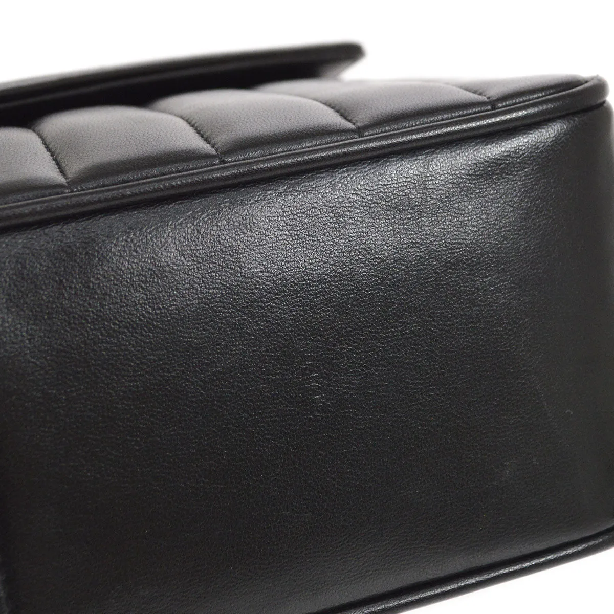 Chanel 1991-1994 Black Lambskin Chevron Letter Flap Bag Small 14355