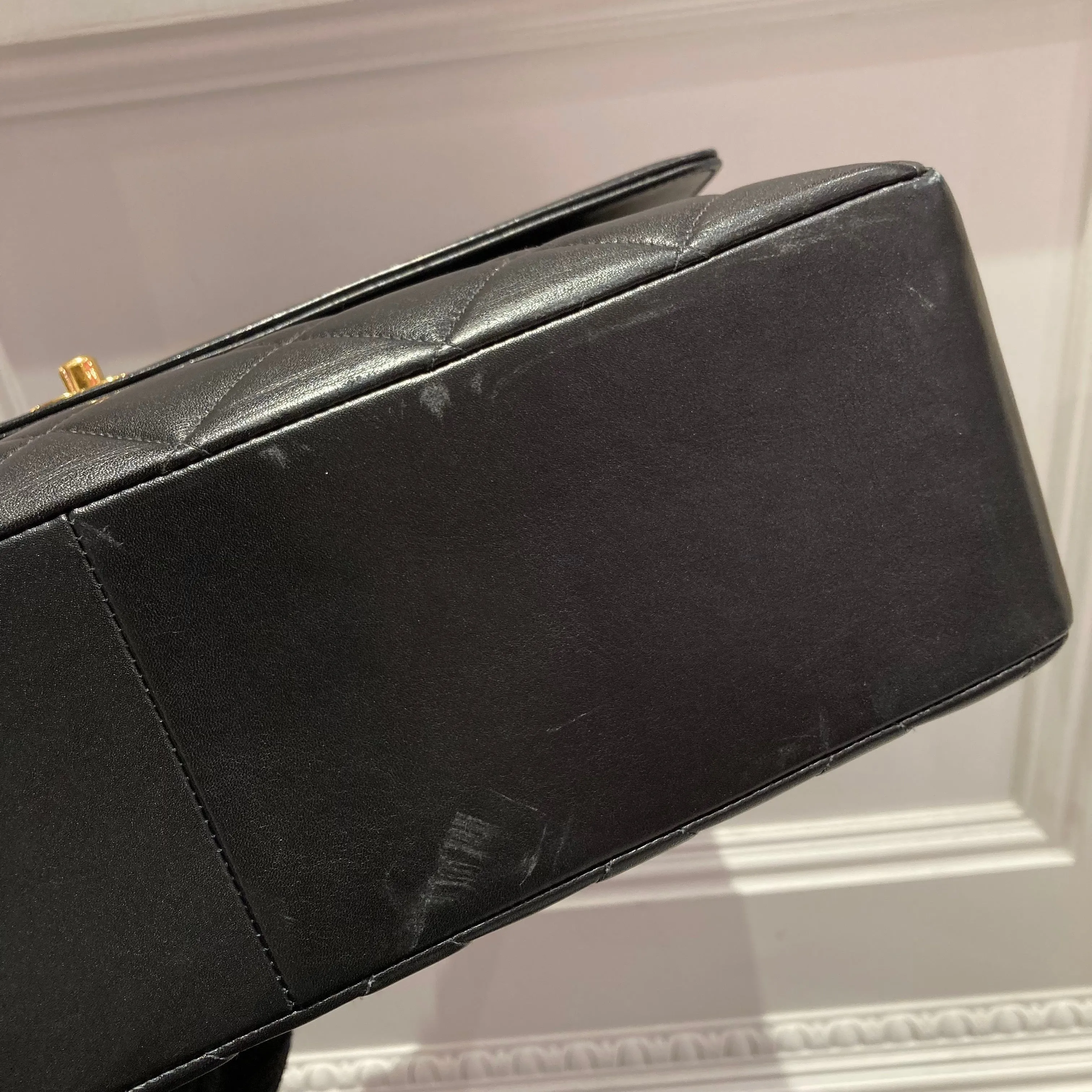 CHANEL 1991-1994 Quilted CC Flap Maxi Black Lambskin 72350