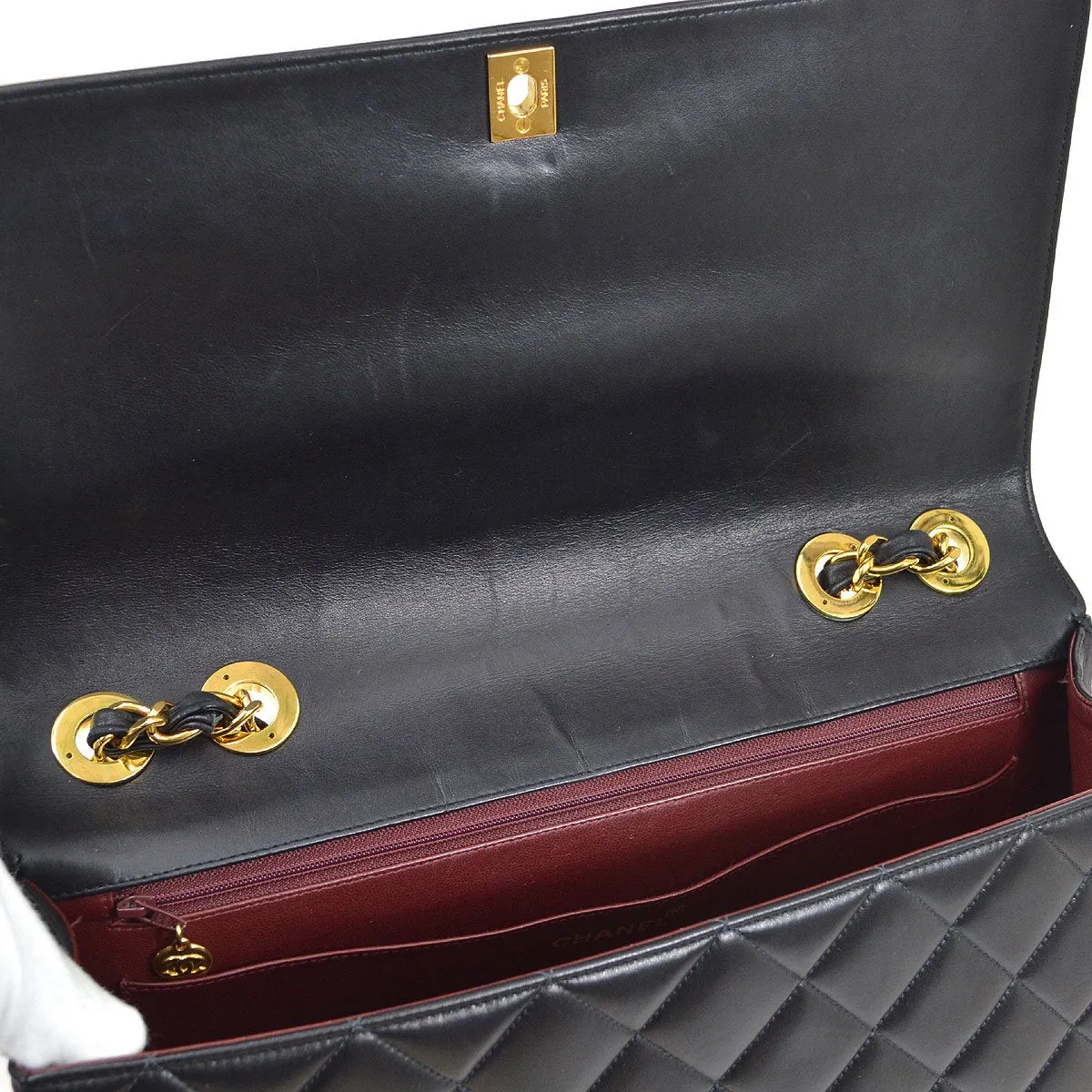 CHANEL 1991-1994 Quilted CC Flap Maxi Black Lambskin 72350