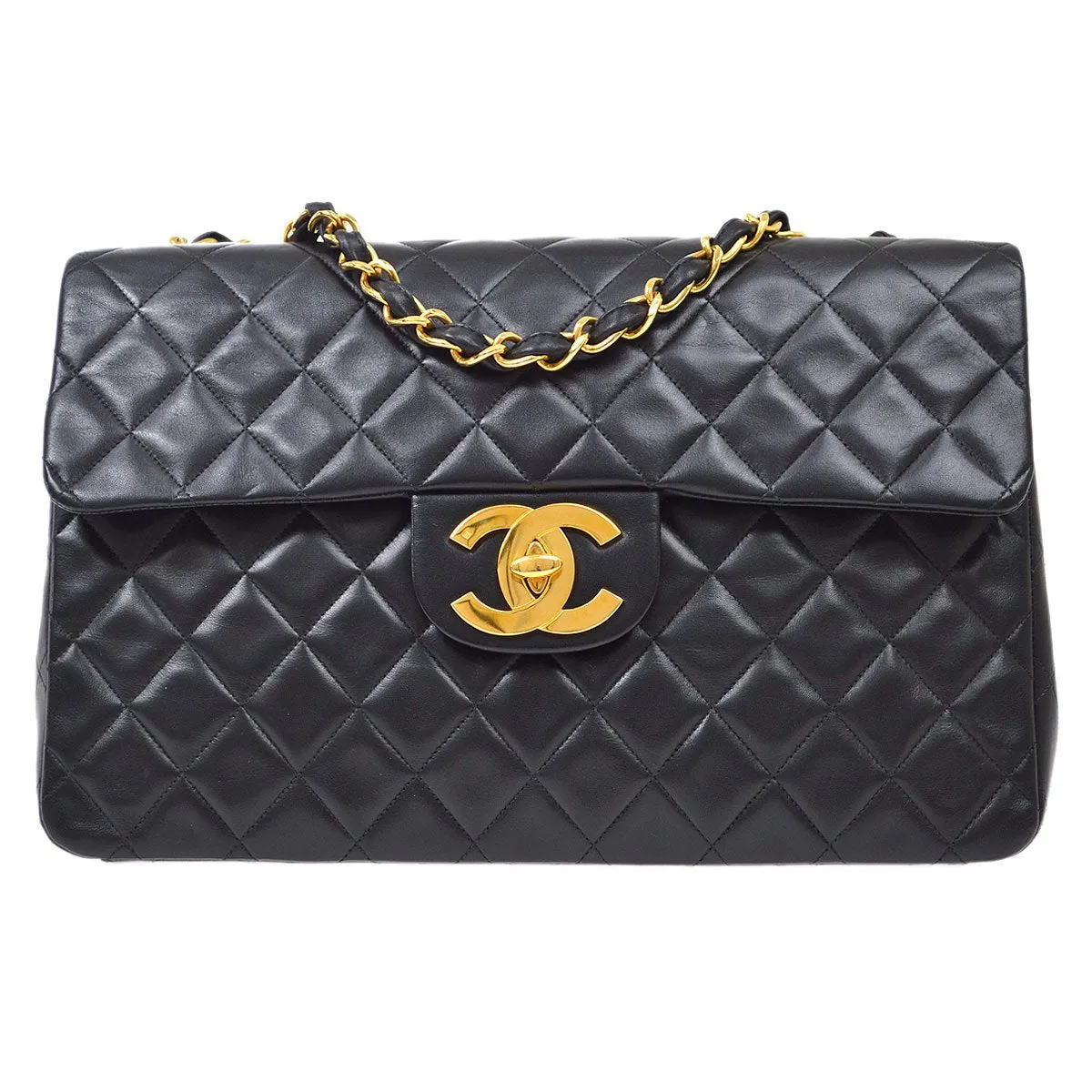 CHANEL 1994-1996 Classic Flap Maxi Black Lambskin 92994