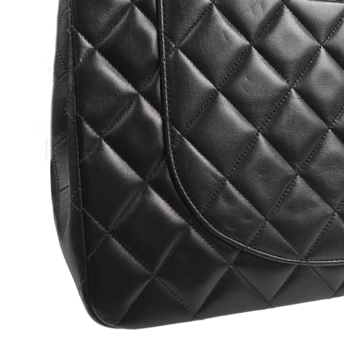 Chanel Classic Flap Maxi Chain Shoulder Bag Black Lambskin 87293