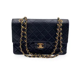 CHANEL Vintage Black Quilted Timeless Classic 2.55 Shoulder Bag 25 Cm