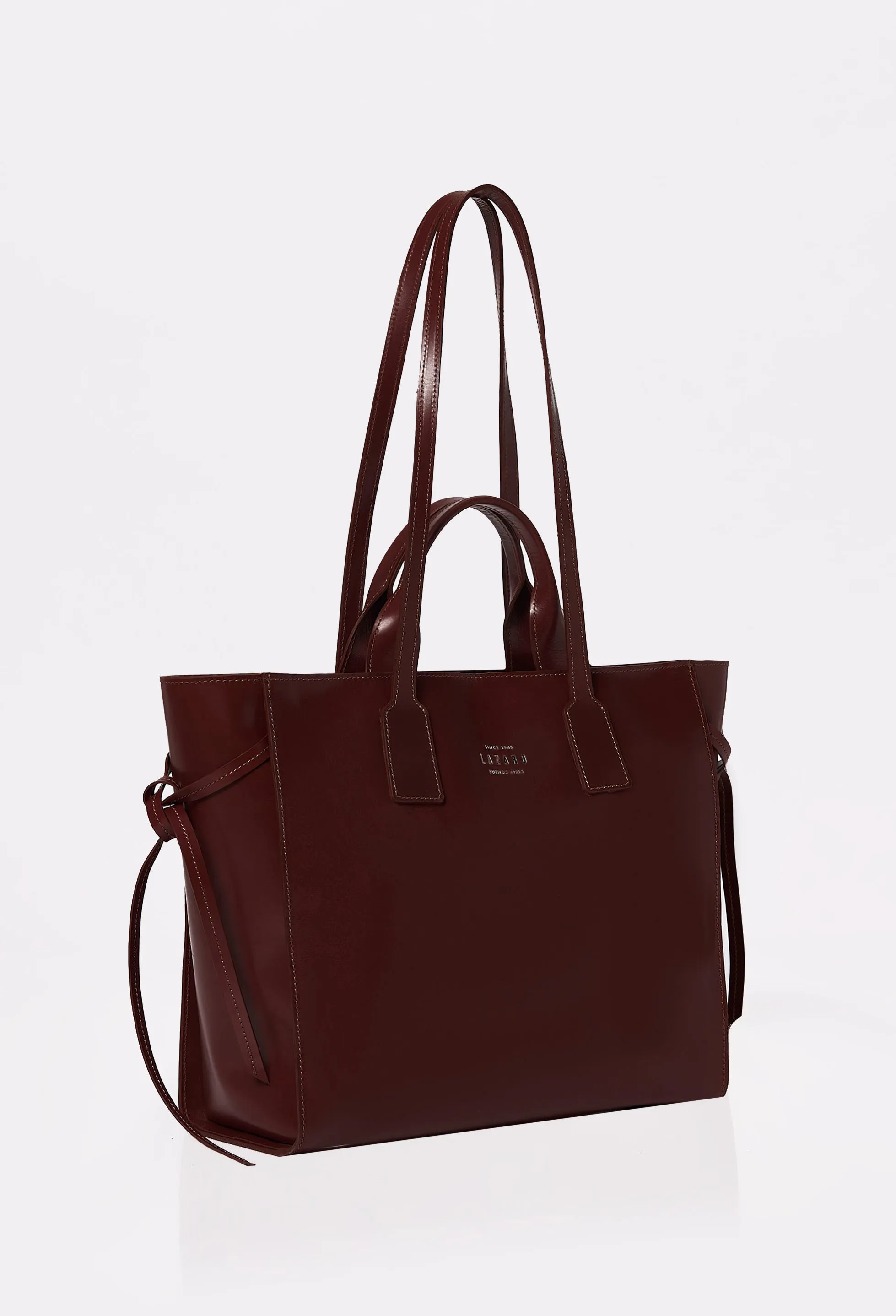 Coffee Leather Tote Bag 'Lambro'
