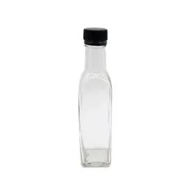 Consol 250ml Glass Square Bottle with Black Lid - Oil & Vinegar
