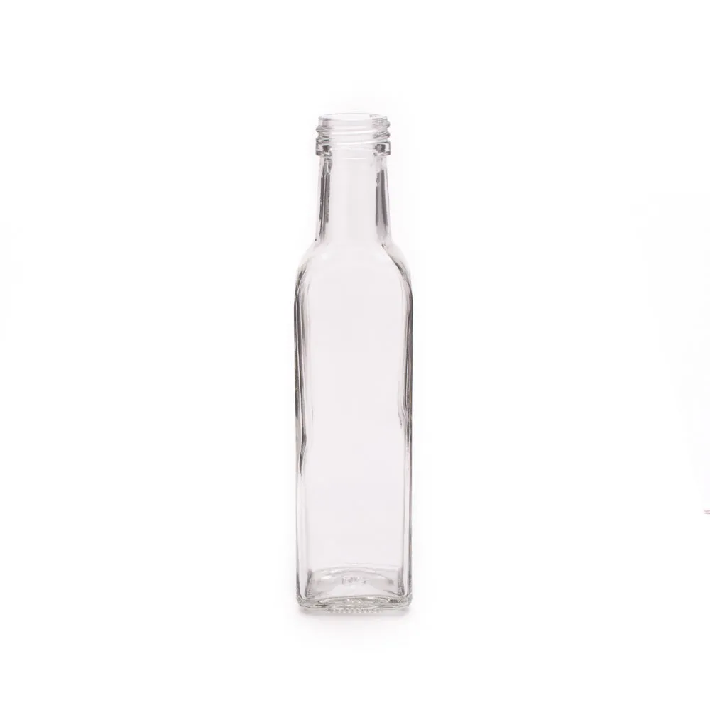 Consol 250ml Glass Square Bottle with Black Lid - Oil & Vinegar