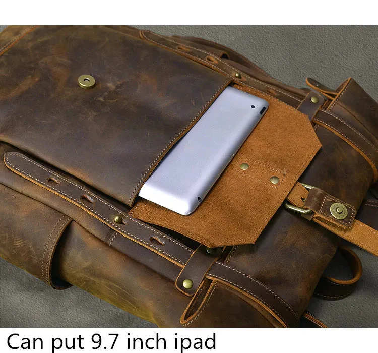 Cowhide Leather Large Capacity Travel Retro Backpack