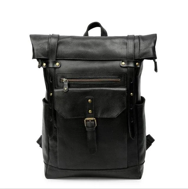 Cowhide Leather Large Capacity Travel Retro Backpack