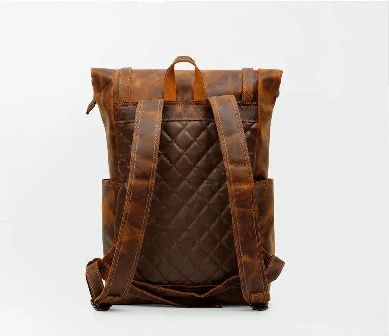 Cowhide Leather Large Capacity Travel Retro Backpack