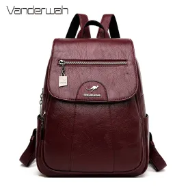 Designer Female Backpack High Quality Vintage Leather Backpacks for Women School Bag Travel Bagpack Ladies Sac A Dos Back Pack