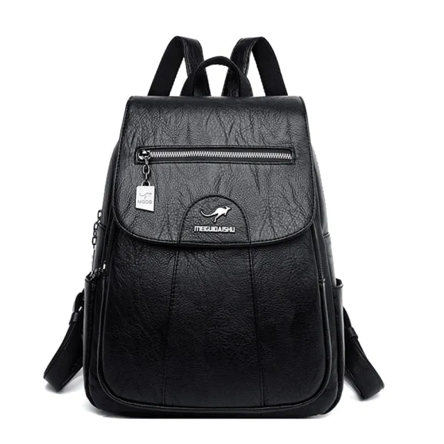 Designer Female Backpack High Quality Vintage Leather Backpacks for Women School Bag Travel Bagpack Ladies Sac A Dos Back Pack