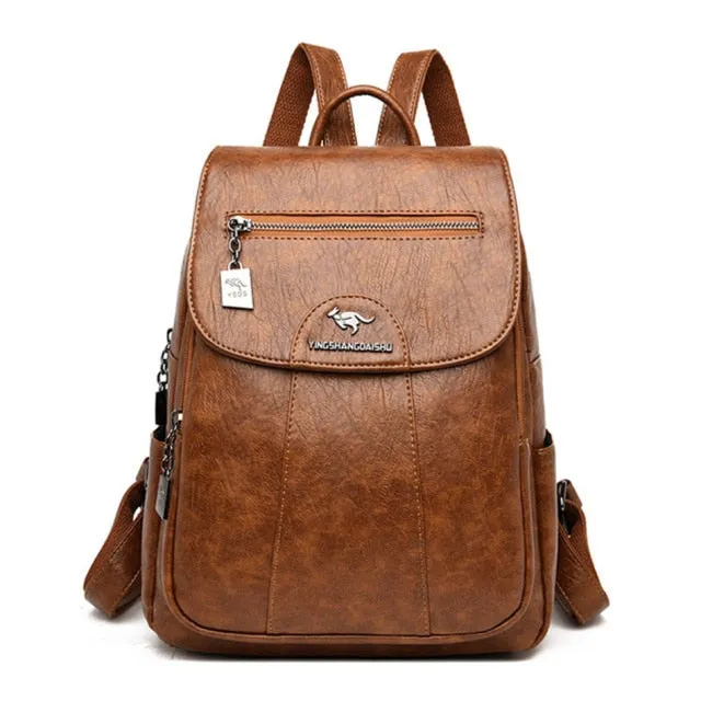 Designer Female Backpack High Quality Vintage Leather Backpacks for Women School Bag Travel Bagpack Ladies Sac A Dos Back Pack