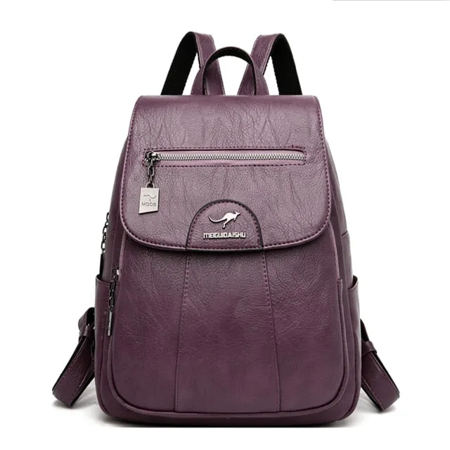Designer Female Backpack High Quality Vintage Leather Backpacks for Women School Bag Travel Bagpack Ladies Sac A Dos Back Pack