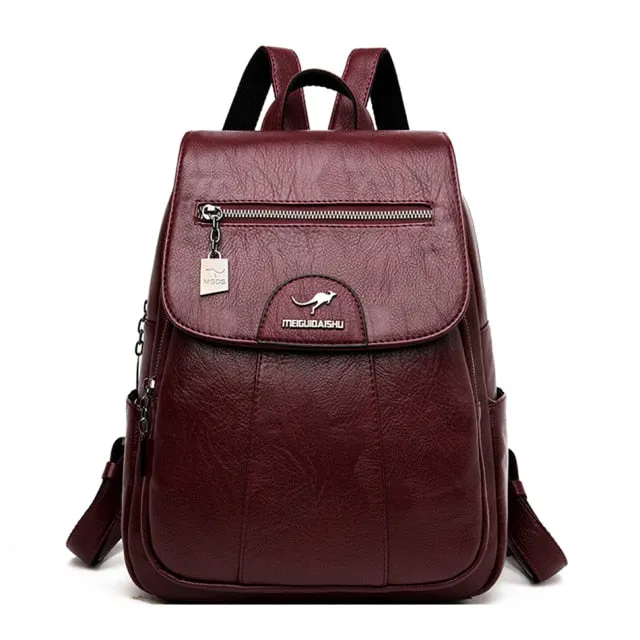 Designer Female Backpack High Quality Vintage Leather Backpacks for Women School Bag Travel Bagpack Ladies Sac A Dos Back Pack
