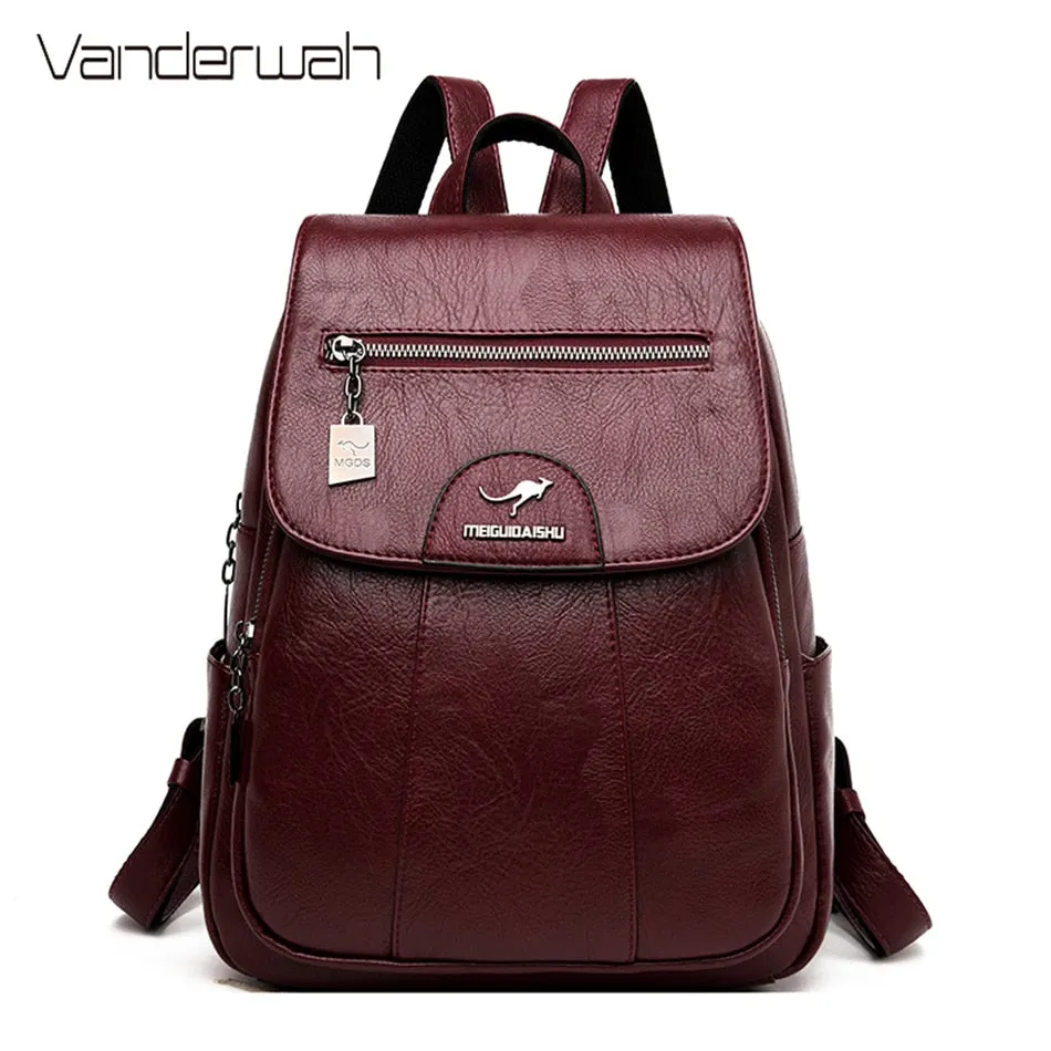 Designer Female Backpack High Quality Vintage Leather Backpacks for Women School Bag Travel Bagpack Ladies Sac A Dos Back Pack