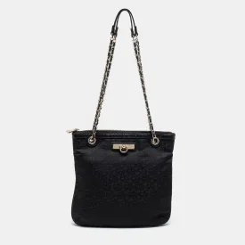 DKNY Black Signature Canvas Chain Shoulder Bag