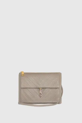 Edie Embossed Top Zip Crossbody Bag In Oyster