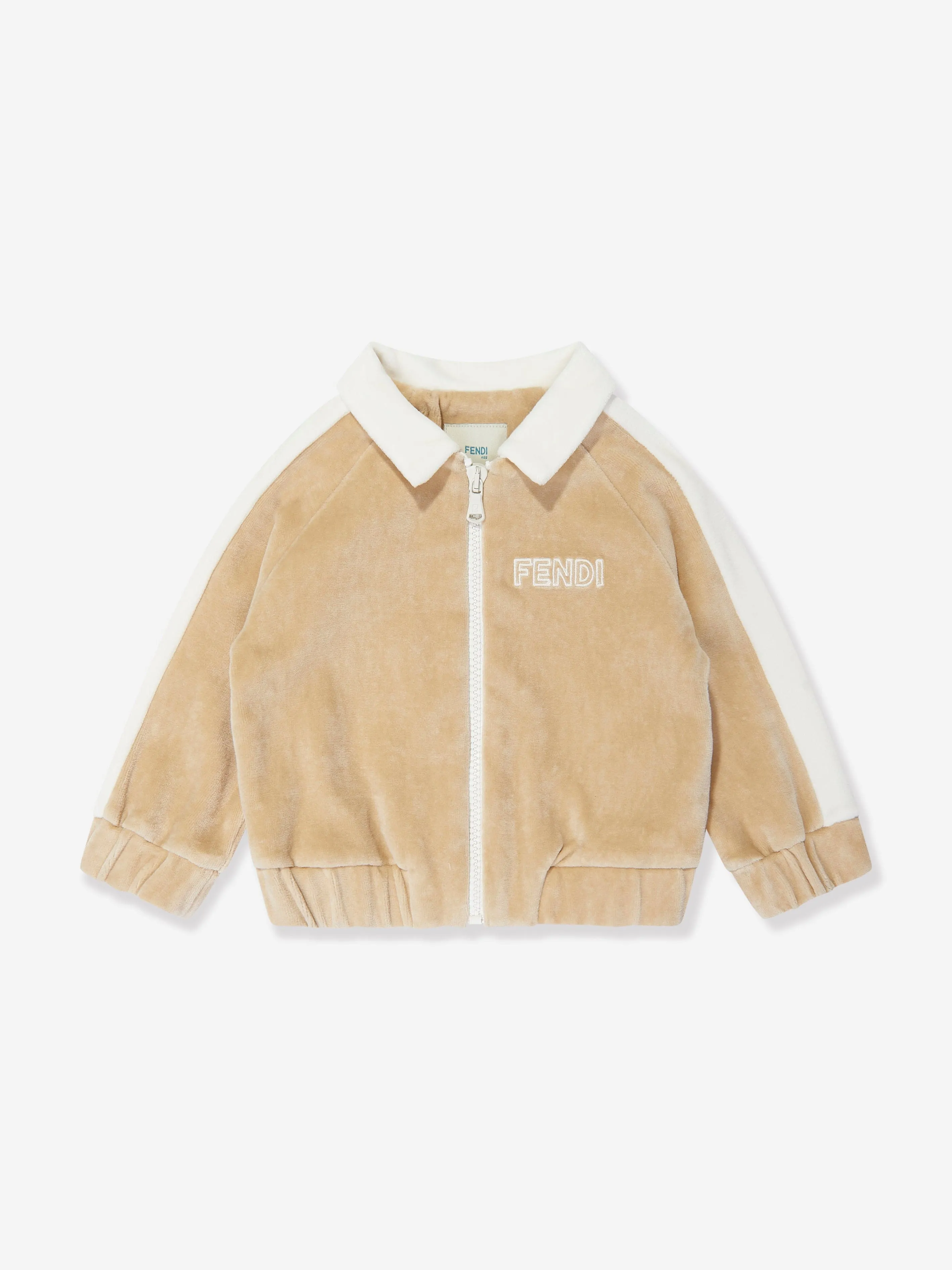 Fendi Baby Chenille Zip Up Top in Beige