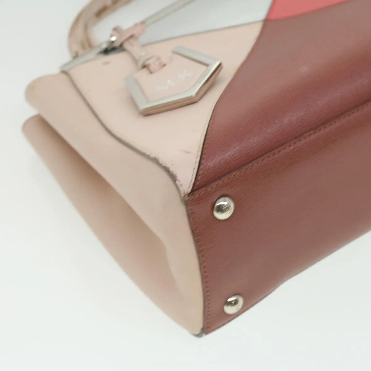 FENDI Hand Bag Leather Pink Silver beige  cl260