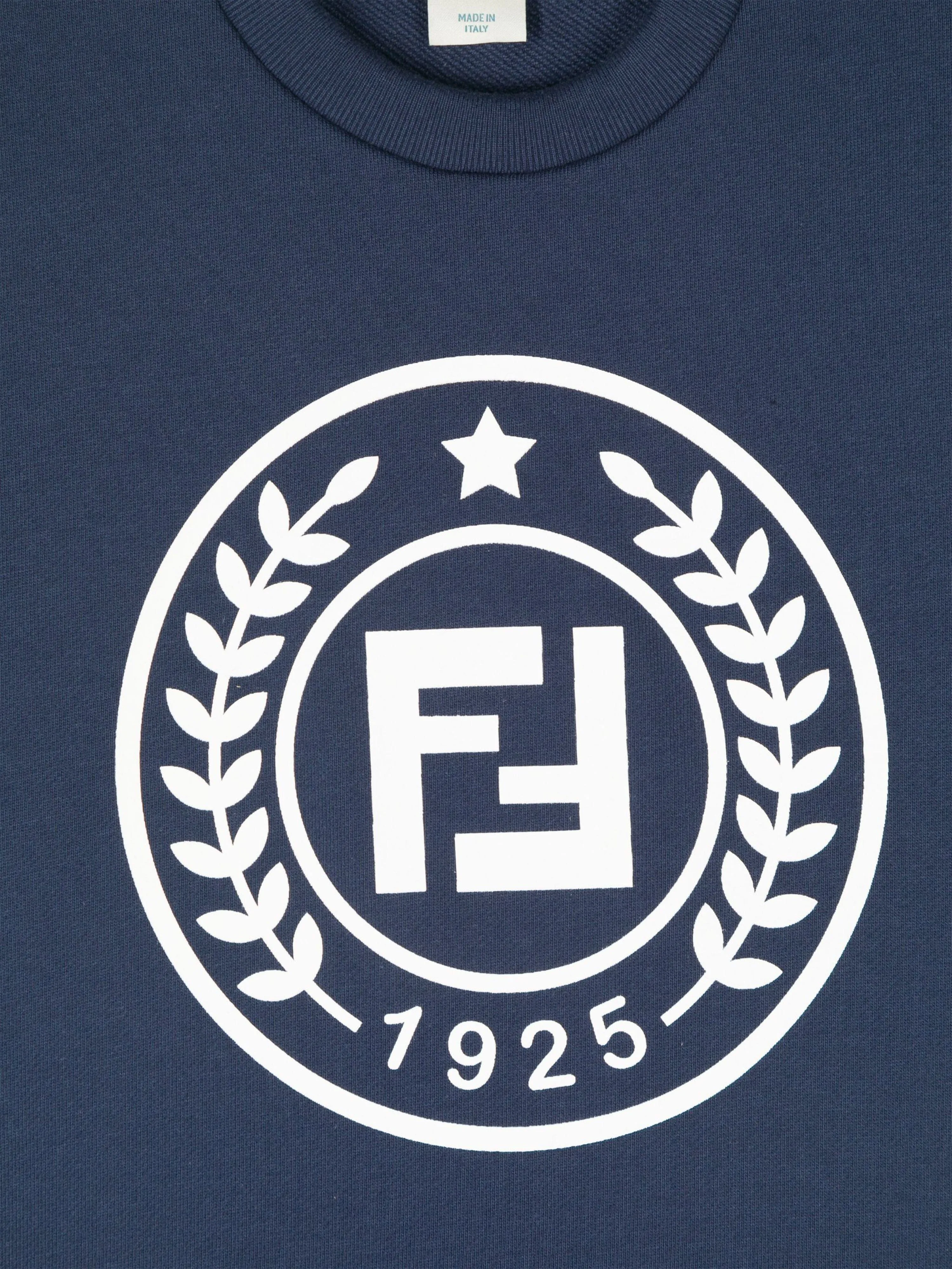Fendi Kids Crest Logo T-Shirt in Navy