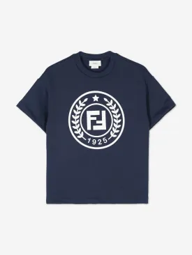 Fendi Kids Crest Logo T-Shirt in Navy