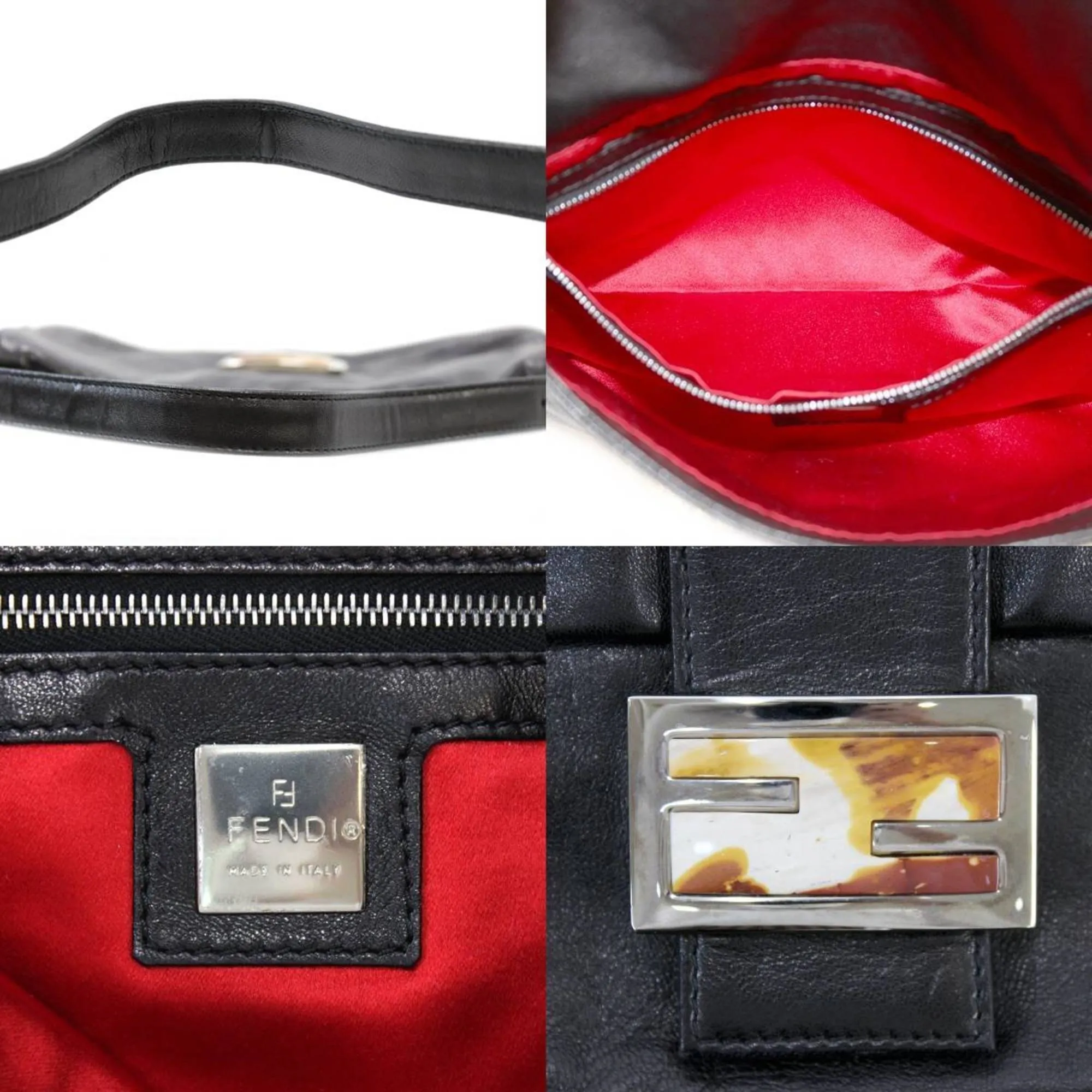 FENDI mamma bucket handbag leather black