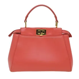 FENDI micro picaboo Hand Bag Leather 2way Orange Auth am3883