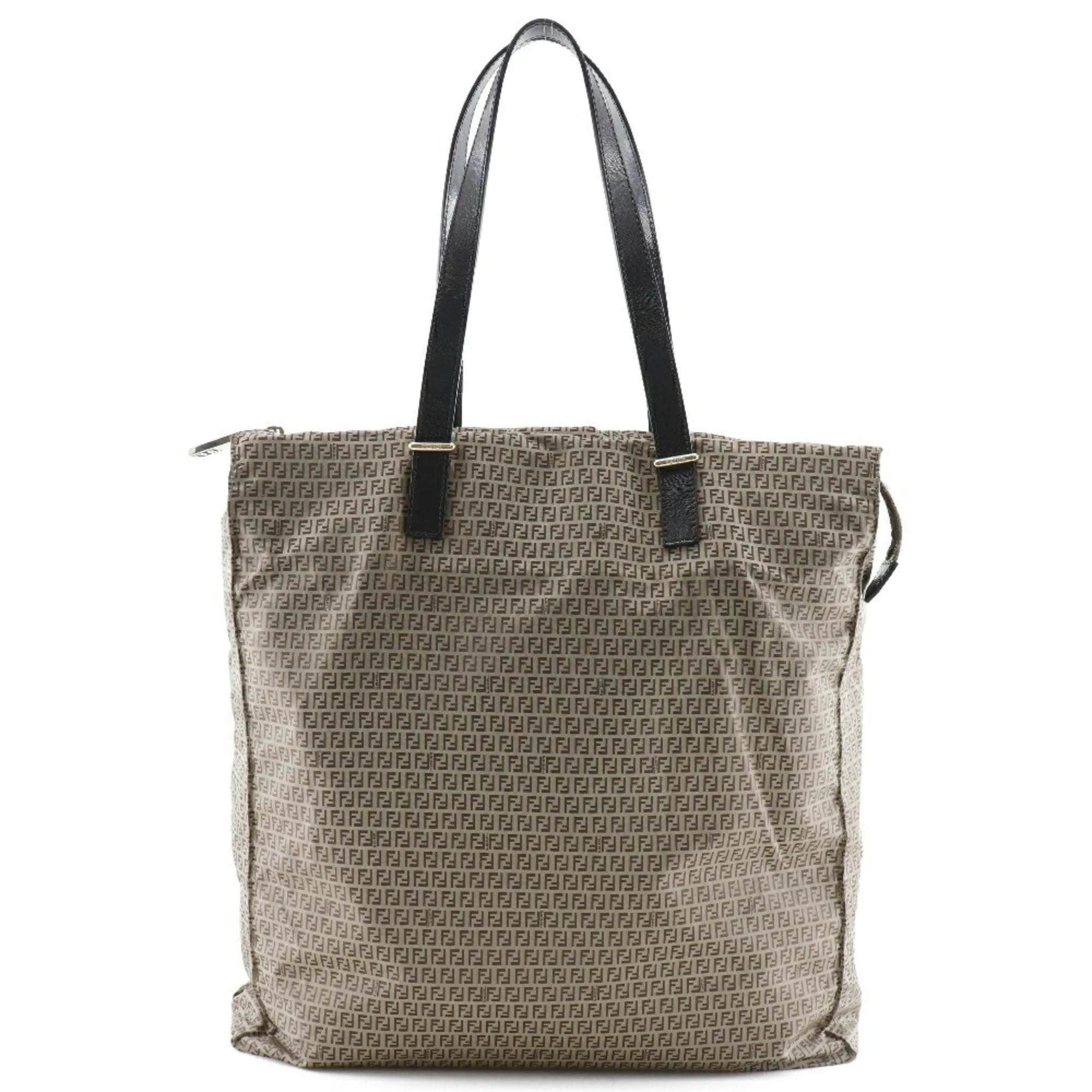 FENDI Micro Zucchini Tote Bag Nylon x Calf Brown Women's