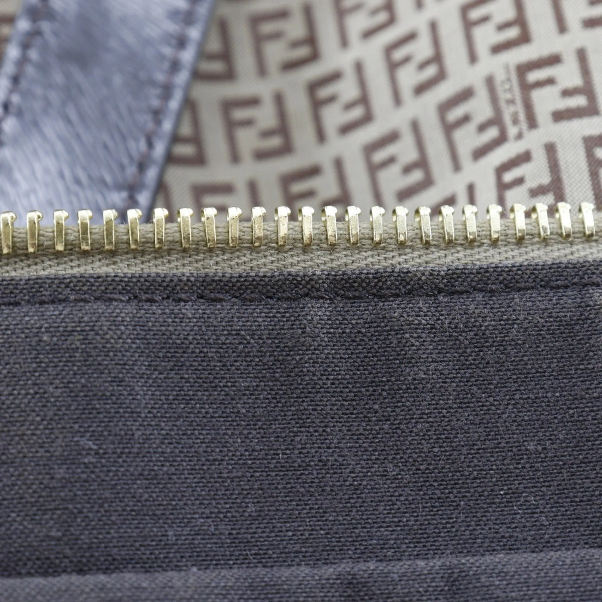 FENDI Micro Zucchini Tote Bag Nylon x Calf Brown Women's