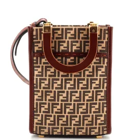 FENDI Sunshine Shopper Tote Zucca Suede Mini