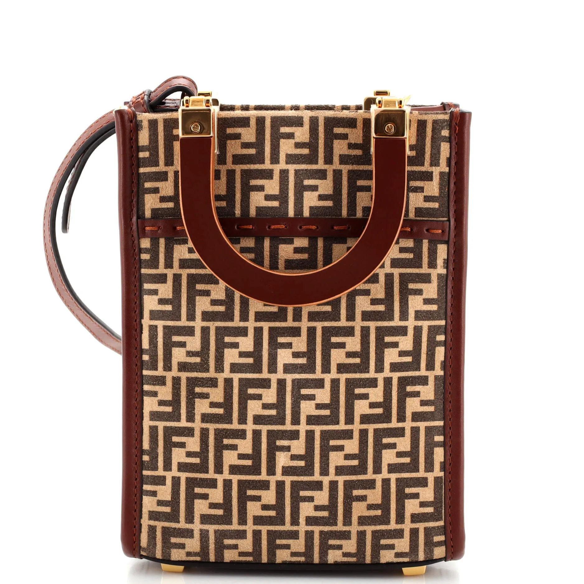 FENDI Sunshine Shopper Tote Zucca Suede Mini