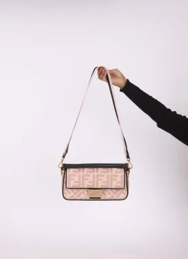 Fendi Zucca Canvas Rose Baguette