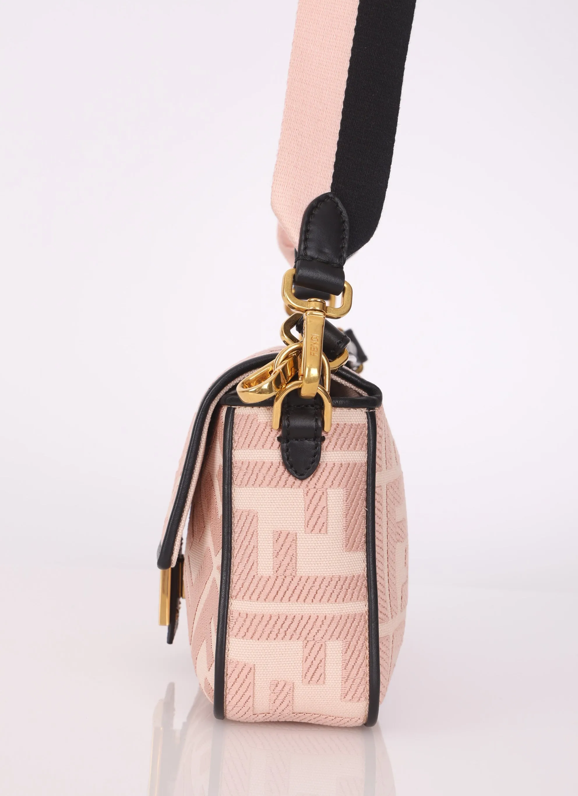 Fendi Zucca Canvas Rose Baguette