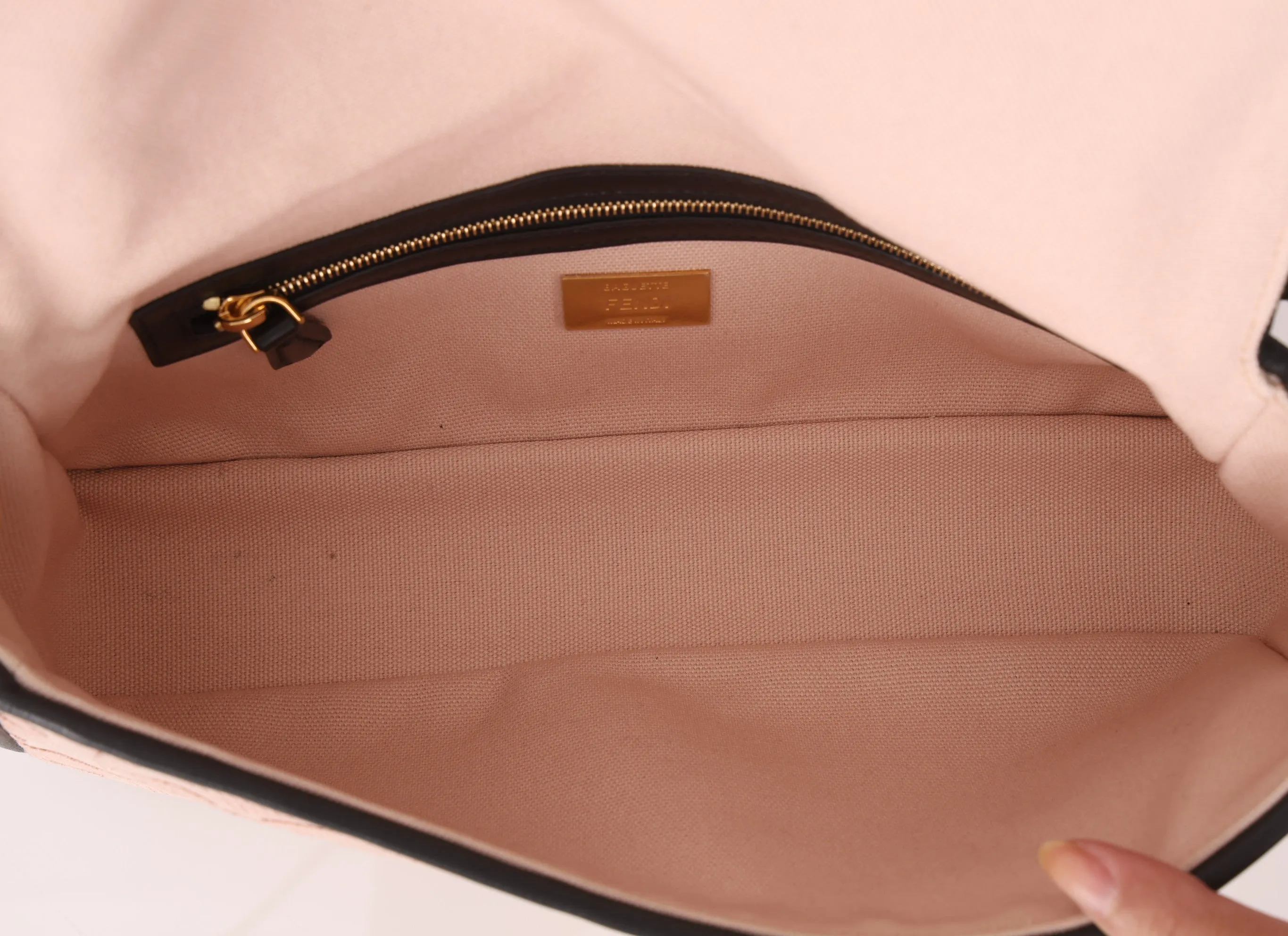 Fendi Zucca Canvas Rose Baguette