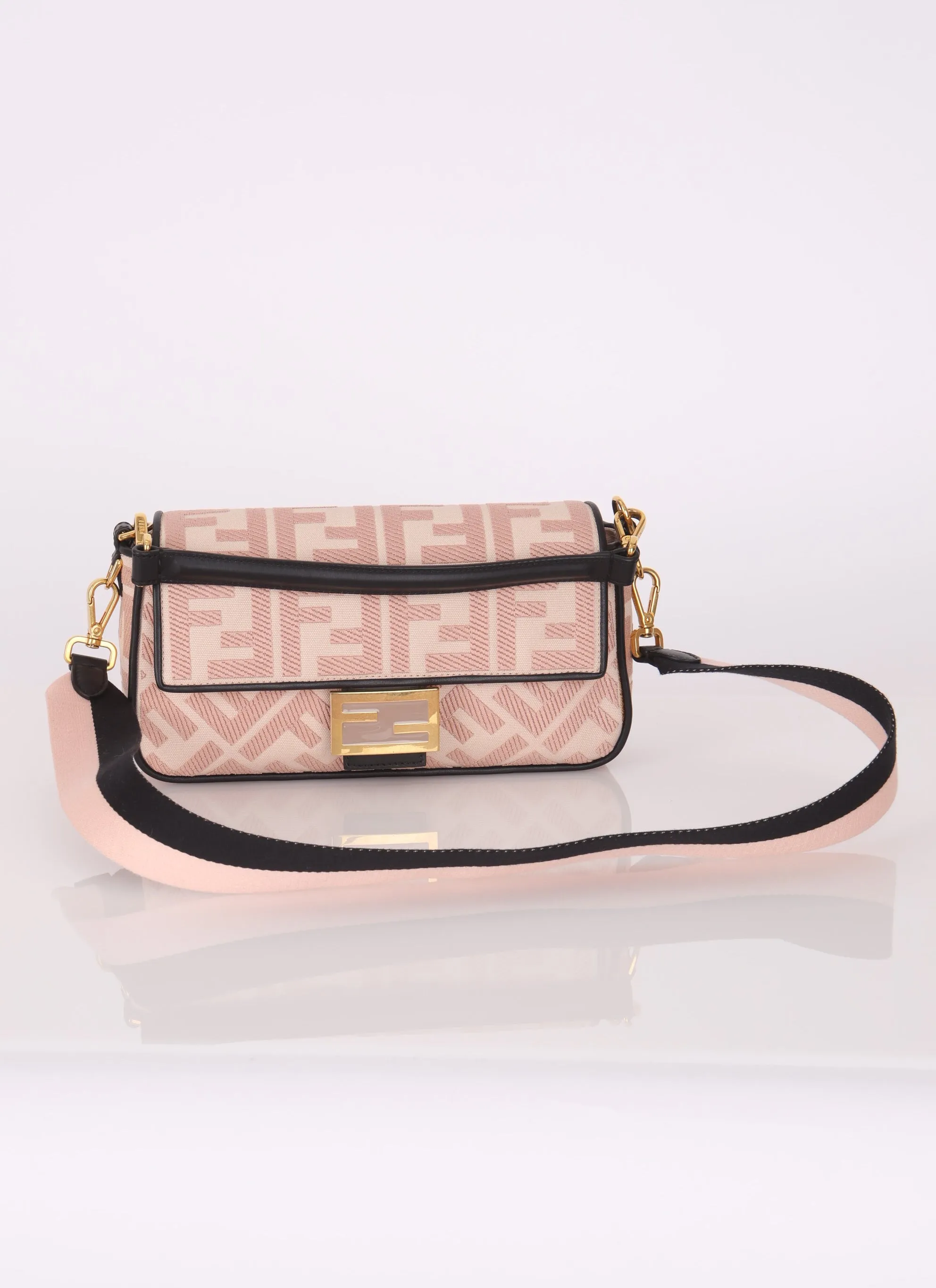 Fendi Zucca Canvas Rose Baguette