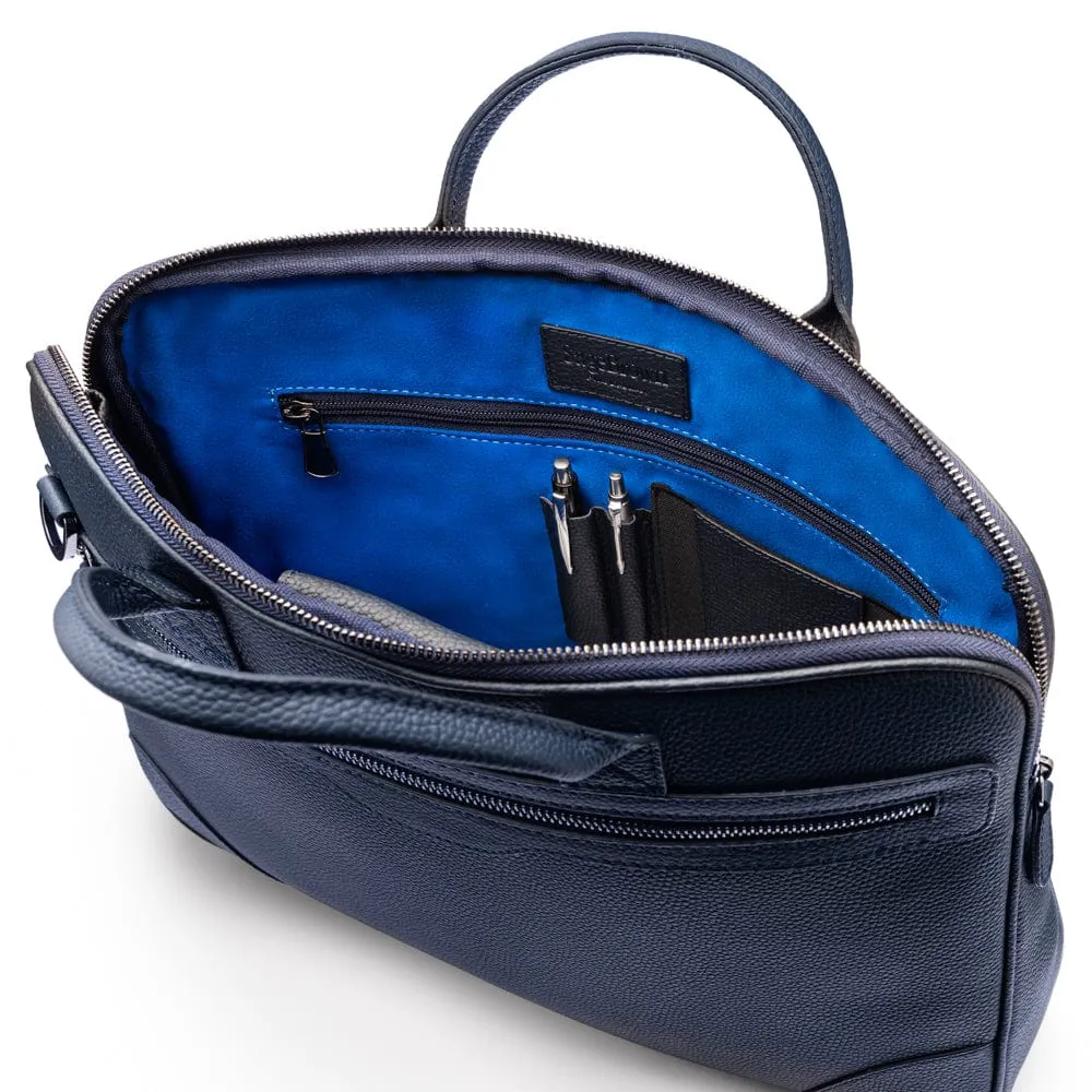 Fitzrovia Leather 16" Laptop Bag - Navy