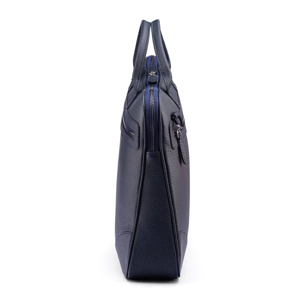 Fitzrovia Leather 16" Laptop Bag - Navy