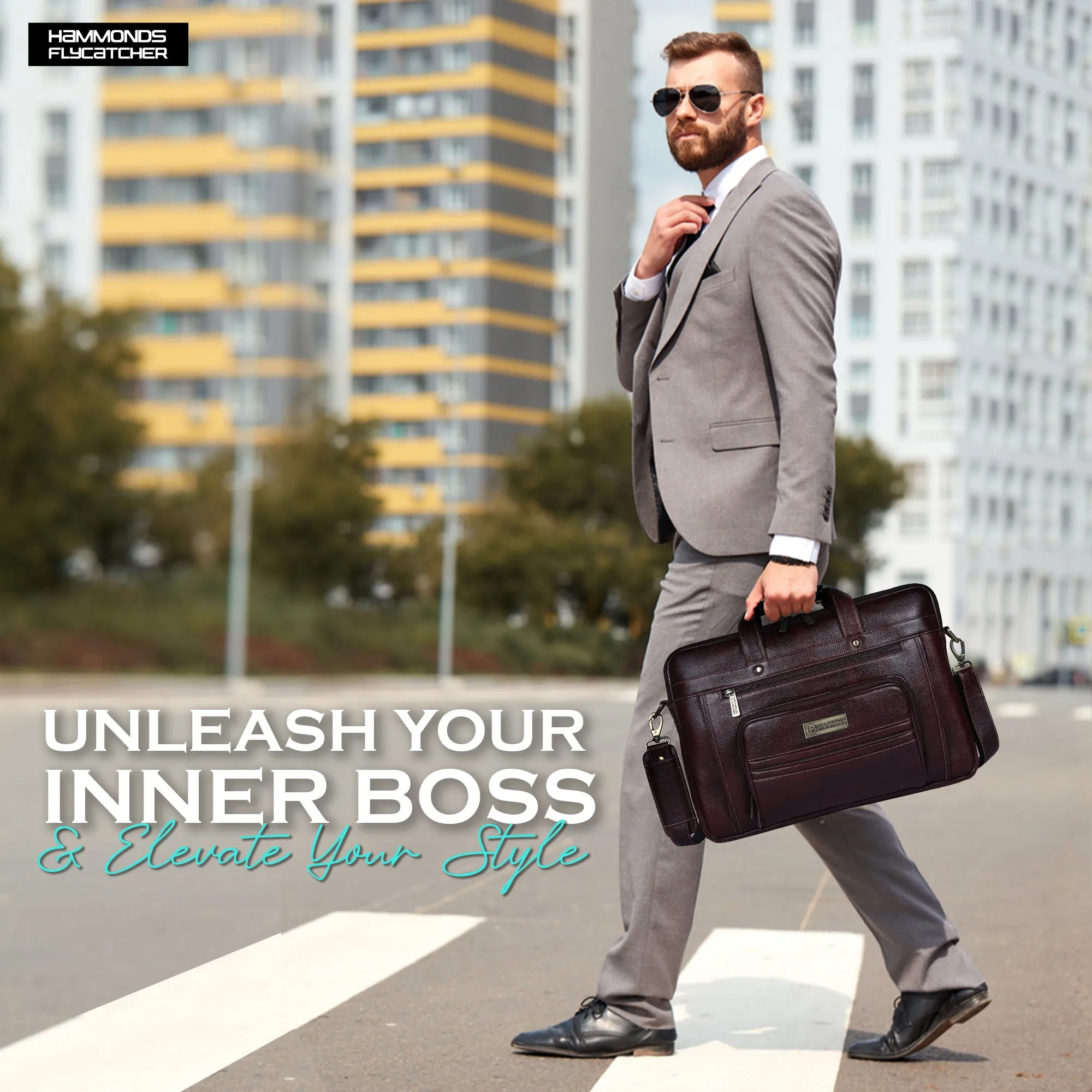 Genuine Leather Office Laptop Bag for Men- Stylish Office Hand Bag & Shoulder Bag - Fits 14-16 Inch Laptops