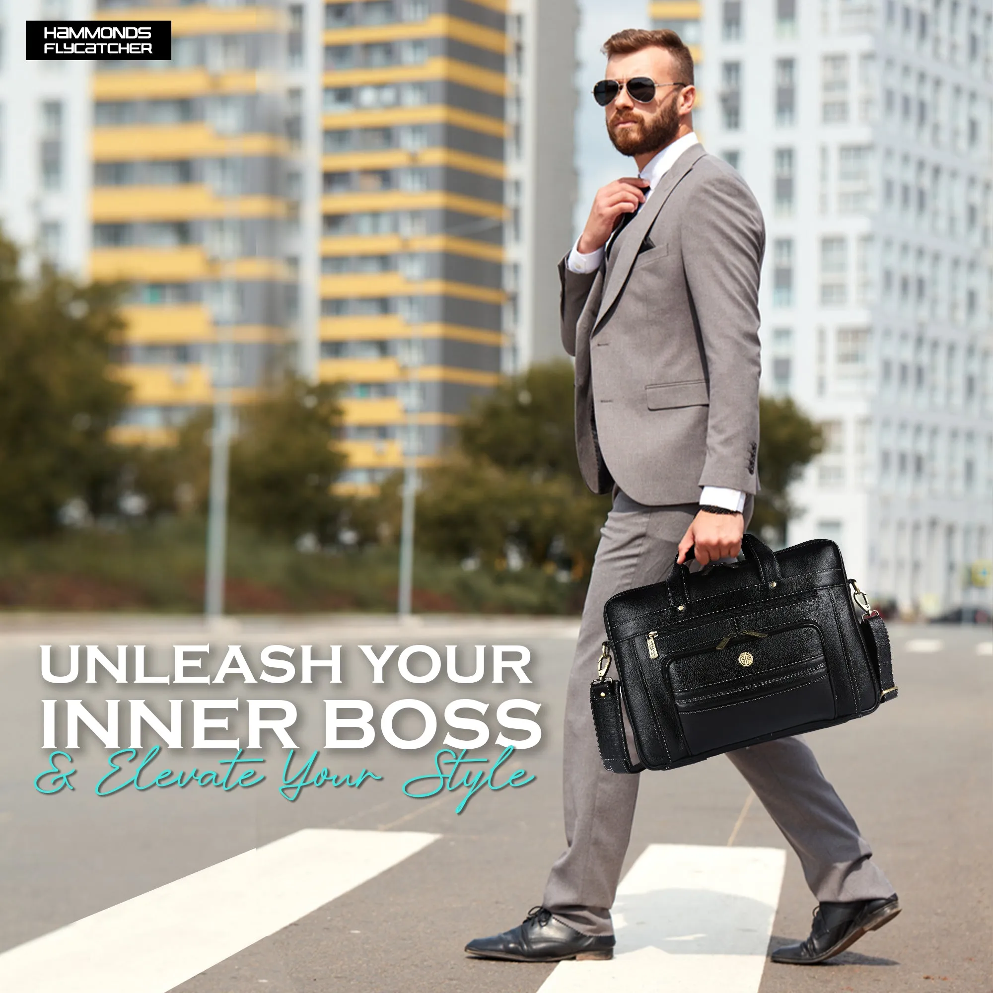 Genuine Leather Office Laptop Bag for Men- Stylish Office Hand Bag & Shoulder Bag - Fits 14-16 Inch Laptops