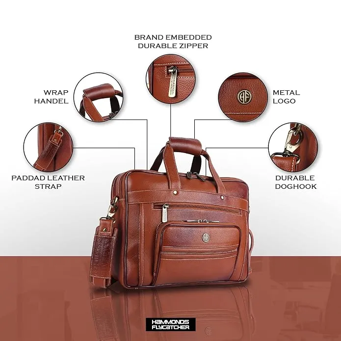 Genuine Leather Office Laptop Bag for Men- Stylish Office Hand Bag & Shoulder Bag - Fits 14-16 Inch Laptops