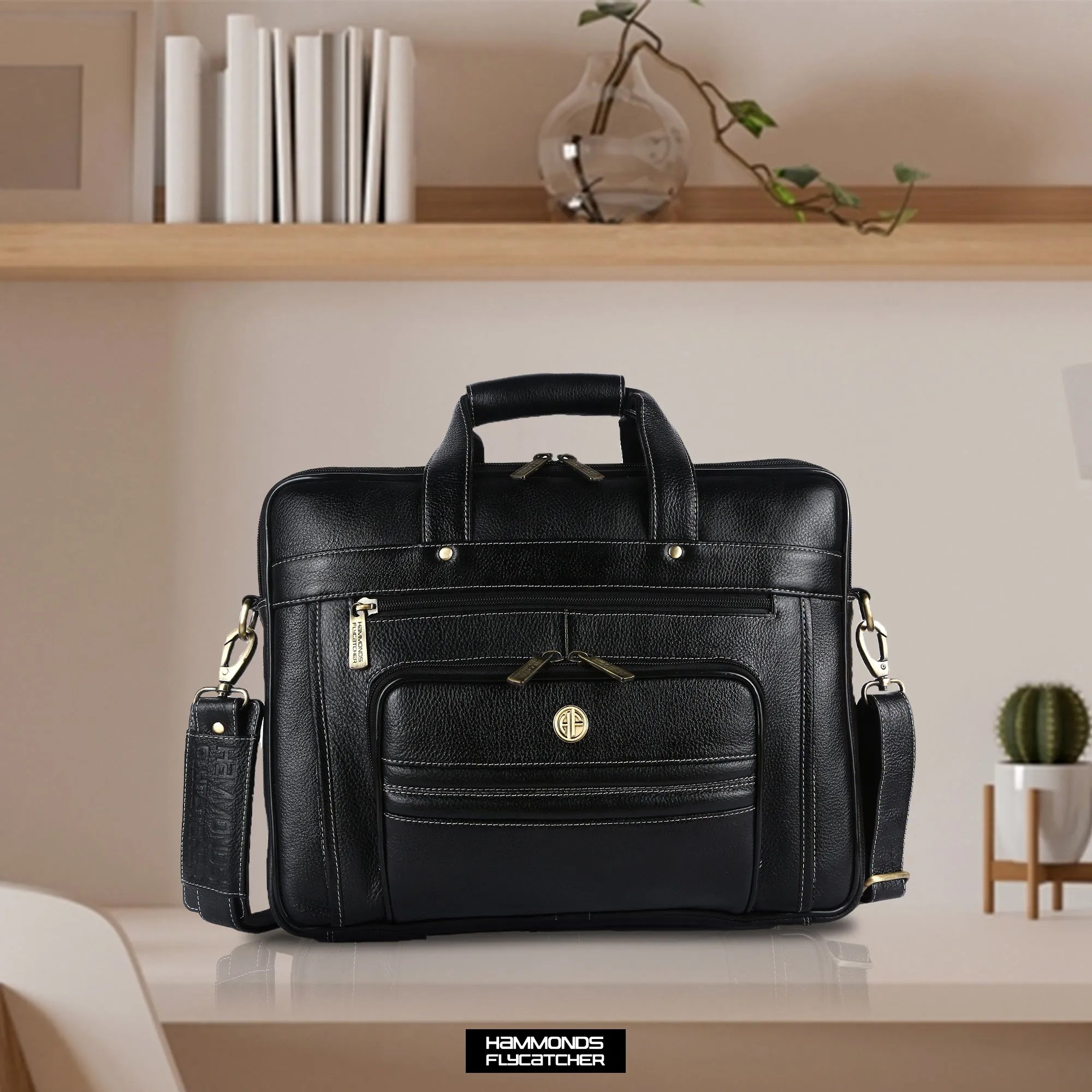 Genuine Leather Office Laptop Bag for Men- Stylish Office Hand Bag & Shoulder Bag - Fits 14-16 Inch Laptops