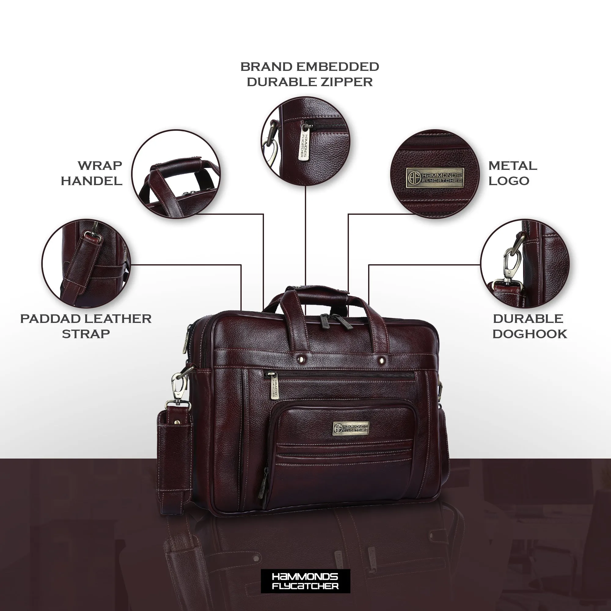 Genuine Leather Office Laptop Bag for Men- Stylish Office Hand Bag & Shoulder Bag - Fits 14-16 Inch Laptops