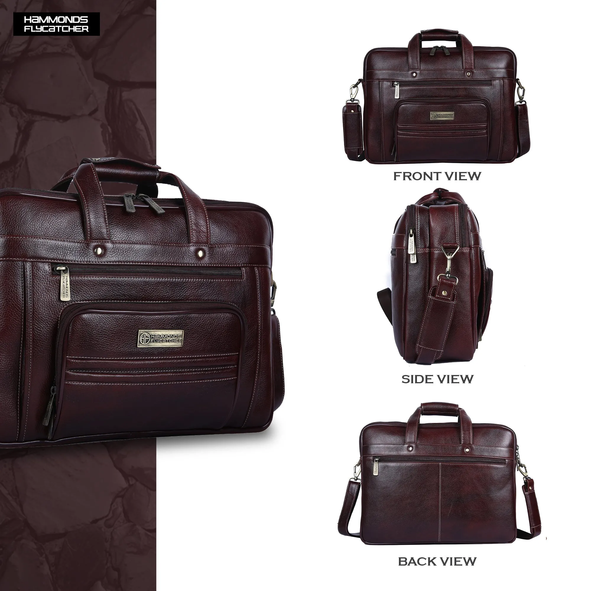 Genuine Leather Office Laptop Bag for Men- Stylish Office Hand Bag & Shoulder Bag - Fits 14-16 Inch Laptops