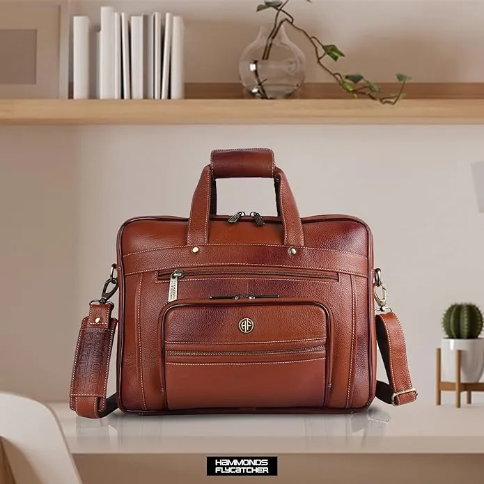 Genuine Leather Office Laptop Bag for Men- Stylish Office Hand Bag & Shoulder Bag - Fits 14-16 Inch Laptops