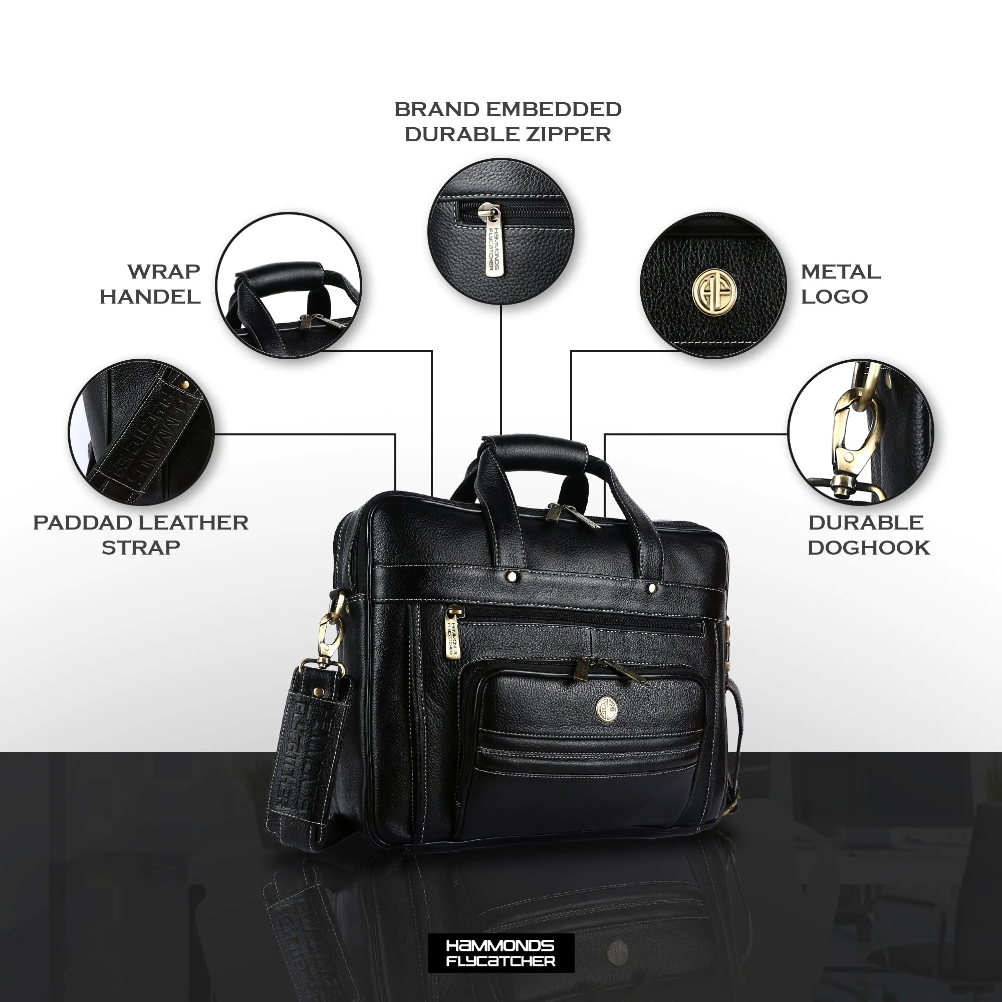 Genuine Leather Office Laptop Bag for Men- Stylish Office Hand Bag & Shoulder Bag - Fits 14-16 Inch Laptops